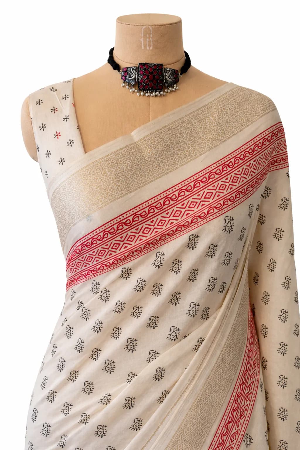 Ivory Soft Tussar Printed Saree